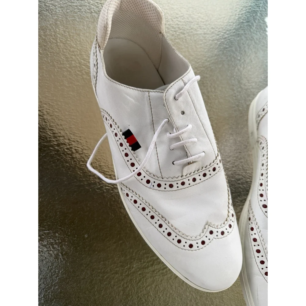 Gucci Men's White Leather Lace-up Sneakers Shoes Pre Owned US 9 1/2 - Picture 3 of 16